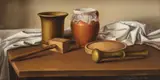 Natură statică de bucătărie by Romeo Zamfirescu Zega, 1983, ulei pe pânză, offered May 2016