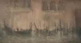 Dan Constantinescu, Gondole la Veneţia, 1984, ulei pe pânză