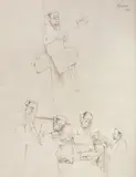 Pomana porcului by Sorin Ilfoveanu, 1988, laviu pe hârtie, sold May 2016