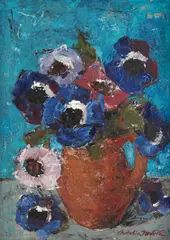 Natalia Moscu, Anemone, ulei pe carton