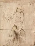 Sorin Ilfoveanu, Cavalerii melancolici, 1987, tempera pe hârtie