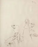 Procesiune by Sorin Ilfoveanu, 1988, laviu pe hârtie, offered May 2016