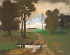 Maria Constantin, La apus, 1995, ulei pe pânză