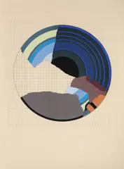 Geta Brătescu, Regula cercului, regula jocului, colaj, tempera, guaşă şi creion pe hârtie lipită pe carton
