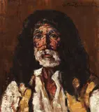 Portret de țăran bucovinean by Octav Băncilă, ulei pe pânză lipită pe carton, sold May 2016