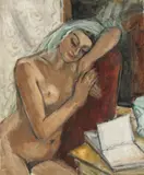 Nud cu voal by Theodor Pallady, cca. 1935, ulei pe pânză lipită pe carton, sold May 2016