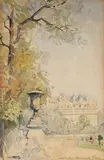 Grădinile Tuileries by Nicolae Vermont, acuarelă pe hârtie lipită pe carton, sold May 2016