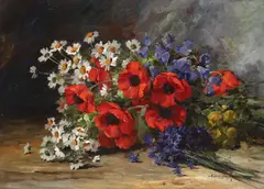 Elena Müller-Stăncescu, Flori de câmp, ulei pe carton