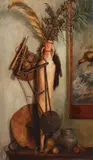 Helene (Elena) Bednarik, Natură statică cu instrumente muzicale, ulei pe lemn