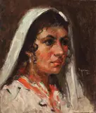 Grigore Negoşanu, Năframa albă, 1916, ulei pe carton