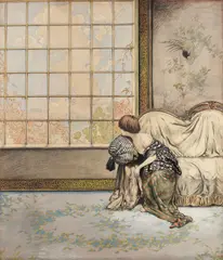 Mişu Teişanu, Așteptare, pastel, guaşă, acuarelă şi creion pe carton