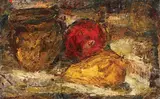 Fructe şi ulcior by Rudolf Schweitzer–Cumpăna, ulei pe carton, offered Apr 2016