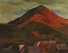 Hugó Mund, Dealul Florilor, către asfințit, 1925, ulei pe carton