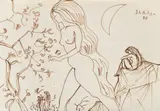 Zâna florilor by Sabin Bălașa, 1988, cariocă pe hârtie, sold Apr 2016