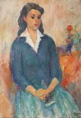 Studenta by Ion Musceleanu, 1980, ulei pe pânză, offered Apr 2016
