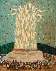 Îngeri by Petru Vintilă, ulei pe carton, sold Apr 2016