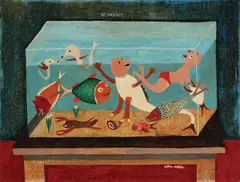 Acvarium by Petru Vintilă, ulei pe pânză, sold Apr 2016