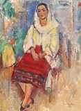 Ţărăncuţă by Ion Musceleanu, 1989, ulei pe pânză lipită pe carton, sold Apr 2016