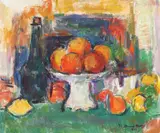 Flori şi portocale by Ion Musceleanu, 1985, ulei pe pânză lipită pe carton, offered Apr 2016