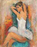 Balerină by Ion Musceleanu, 1984, ulei pe carton, sold Apr 2016