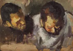 Studiu pentru Colectivizare by Corneliu Baba, ulei pe carton, offered Apr 2016