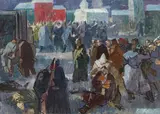Gheorghe Labin, Grevă la Grivița, ulei pe carton