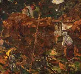 Strânsul fânului by Octav Băncilă, ulei pe pânză, sold Mar 2016