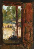 Țărancă pe prispă by Rudolf Schweitzer–Cumpăna, ulei pe pânză, sold Mar 2016