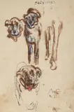 Corneliu Baba, Câinele regelui (studiu pentru Regele nebun), 1985, cărbune și pix pe hârtie