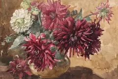 Vas cu crizanteme by Ignat Bednarik, 1927, acuarelă pe hârtie lipită pe carton, sold Mar 2016