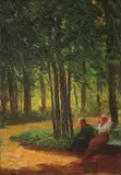 Nicolae Grimani, După-amiază în parc, ulei pe carton
