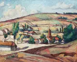 Peisaj din Vlaici by Camil Ressu, ulei pe carton, sold Mar 2016