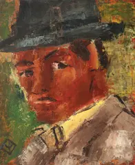 Vânătorul by Ion Vlasiu, ulei pe carton, sold Mar 2016
