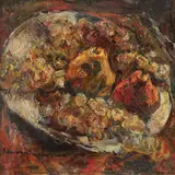 Struguri şi pere by Rudolf Schweitzer–Cumpăna, ulei pe carton, sold Mar 2016