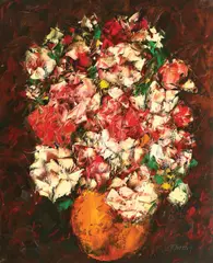 Flori by Harry Guttman, ulei pe pânză, sold Mar 2016