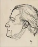 Ștefan Szönyi, Portretul artistului Radu Boureanu, cărbune şi ceracolor pe hârtie lipită pe carton