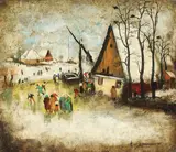 Iarnă by Gheorghe Vrăneanțu, 1978, ulei pe pânză, sold Feb 2016