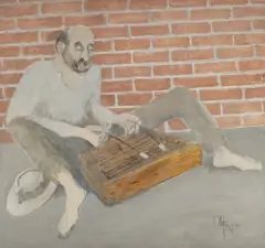 Constantin Piliuță, Cântăreț la țambal, 1994, ulei pe placaj