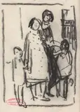 Corneliu Baba, Portret de familie, cărbune pe hârtie