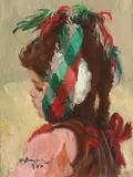 Portret de fetiță by Octavian Angheluță, 1940, ulei pe pânză, sold Feb 2016
