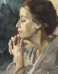 Dorința by Ignat Bednarik, 1920, acuarelă pe hârtie lipită pe carton, sold Feb 2016