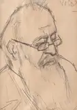 Portretul Părintelui Visarion by Theodor Pallady, creion pe hârtie lipită pe carton, sold Feb 2016