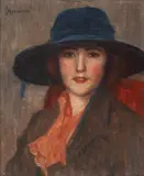 Gheorghe Mărculescu, Pălăria albastră, ulei pe pânză