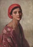 Petre Bulgăraş, Turbanul roșu, ulei pe carton