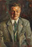 Portret de bărbat by Rudolf Schweitzer–Cumpăna, ulei pe carton, sold Feb 2016
