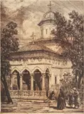 Biserica Stavropoleos by Alexandru Poitevin Scheletti, litografie, sold Jan 2016