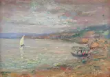 Golf la Balcic by Kimon Loghi, ulei pe carton, sold Jan 2016