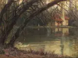 Geamia din Parcul Carol by Kimon Loghi, ulei pe carton, sold Jan 2016