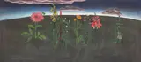 Suzana Dan, Flowers in Landscape, oil on canvas