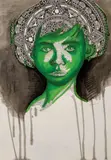 Ortaku, Equanimity, 2015, ink and green marker on paper